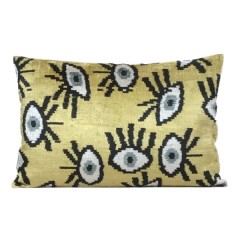VELVET IKAT PILLOW COVER YELLOW BLACK EYES Q6 